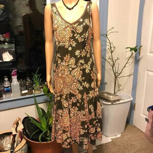 Paradise 100% Cotton Fish Tail Floral Maxi Dress Size M